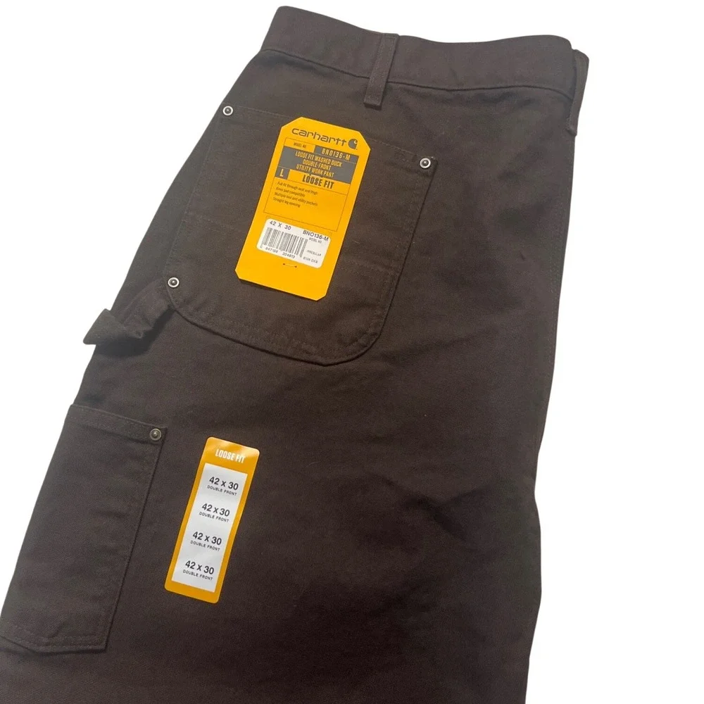 Carhartt Double Front Utility Work Pants Mens 42x30 Brown NWT Loose Fit BN0136-M